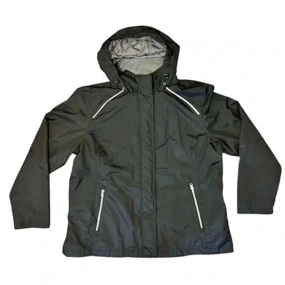 FREE COUNTRY Radiance Black Hooded Jacket Reflective Wind Water Resistant sz XL - Picture 2 of 11